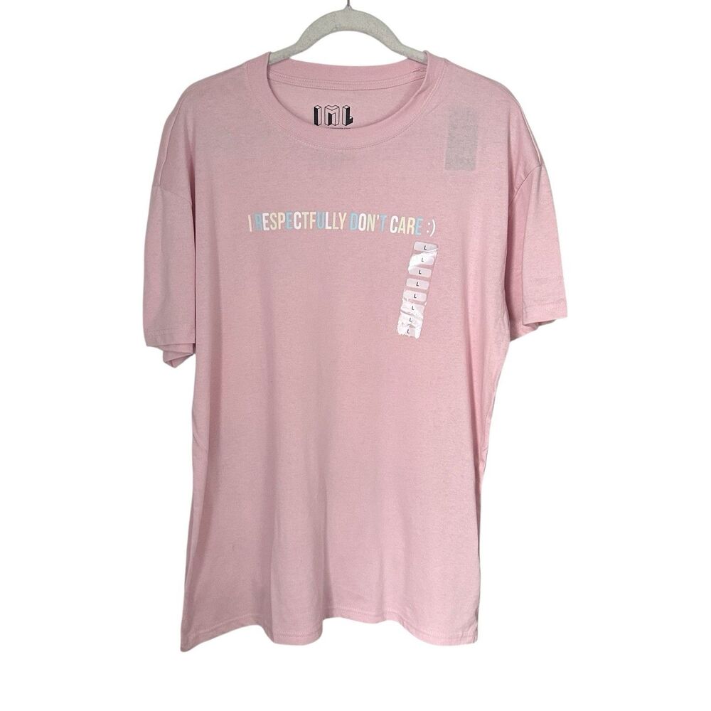 Issac Morris Sz L Pink I Respectfully Don't Care :) Short Sleeve T Shirt NWT